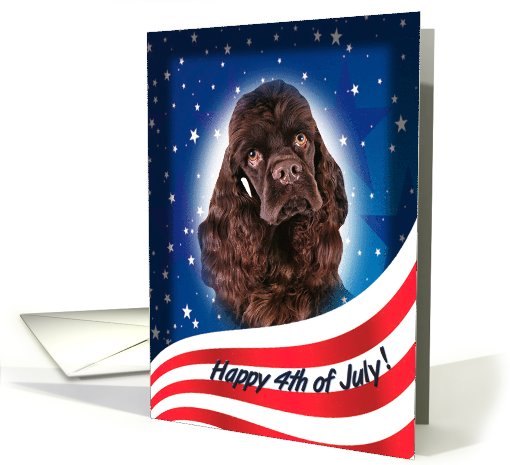 July 4th Card - featuring a chocolate Cocker Spaniel card (818932)