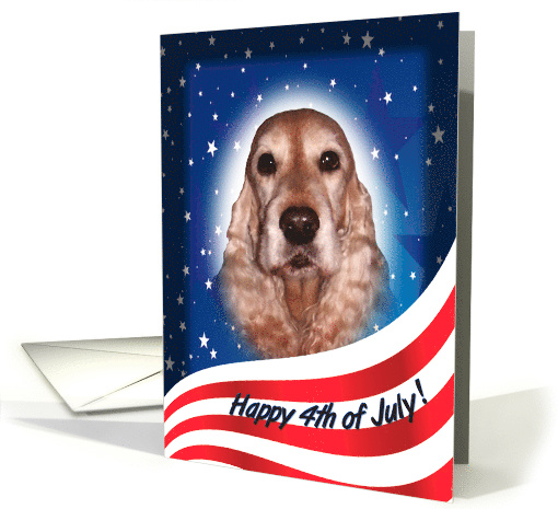 July 4th Card - featuring a gold English Cocker Spaniel card (823336)