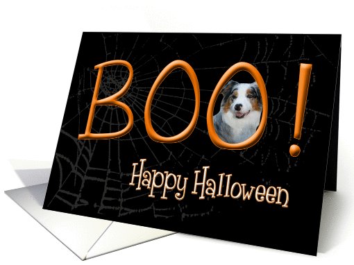 Boo! Happy Halloween - featuring an Australian Shepherd card (825774)