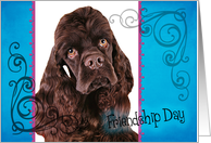 Friendship Day card featuring a chocolate American Cocker Spaniel card