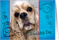 Friendship Day card featuring a buff American Cocker Spaniel card
