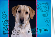 Friendship Day card featuring a yellow Labrador Retriever card