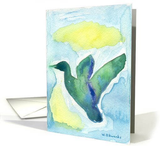 Duck Watercolor Painting, blank note card (736282)