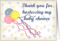 Thank You for Baby Shower Hostess, pastel balloons card