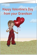 Valentine from Grandson, boy with balloons card