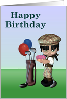Happy Birthday, young girl golf theme card