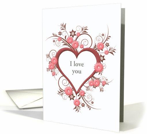 Customizable, I Love You, Dark Rose and Pink Heart card (1051719)