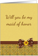 Maid of Honor Request Brown and Goldenrod Yellow card