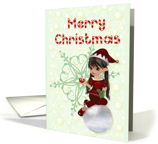 Merry Christmas, Little Girl Elf card (1067953)