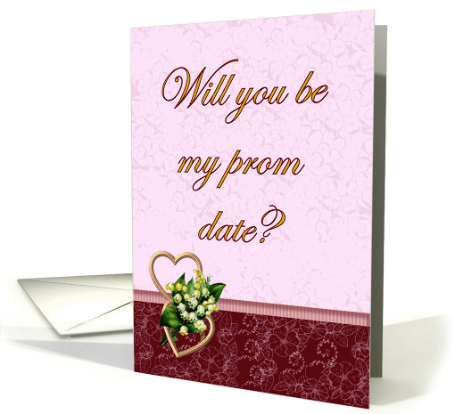 Will you be my Prom Date pink and burgundy card (1070107)