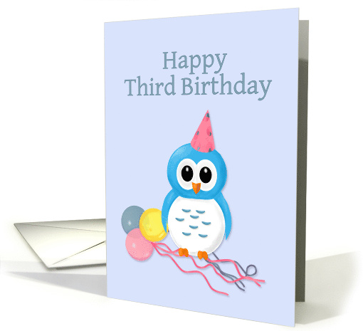 Happy Third Birthday with Cute Owl card (1073588)