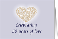 50th Wedding Anniversary Celebration,Light Blue,White Hearts card