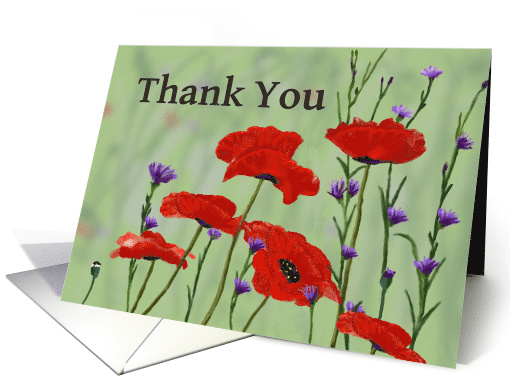 Thank you,Poppies and Bachelor Buttons card (1087212)