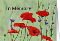 In Memory of Veteran,Poppies and Bachelor Buttons card