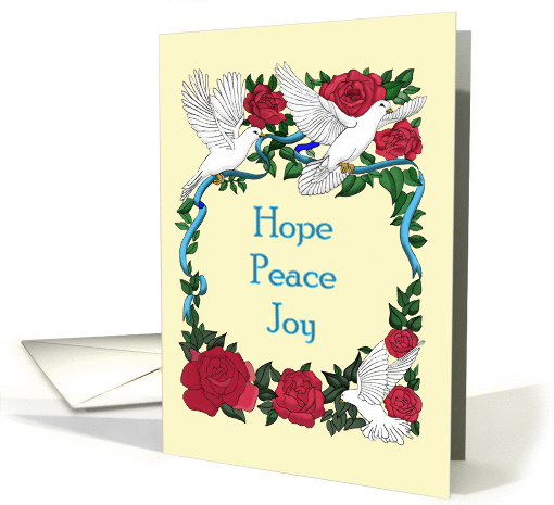 Hope Peace Joy Doves and Roses Christmas card (1107622)