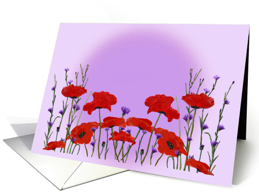 Red Poppies and Purple Bachelor Buttons Any Occasion Blank card