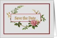 Save the Date, Invitation with Vintage Pink Rose card