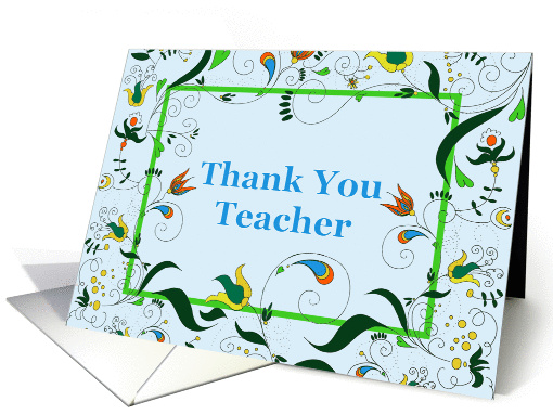 Thank You Teacher, Retro Multi-color Paisley card (1376798)