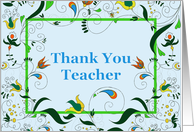 Thank You Teacher, Retro Multi-color Paisley card