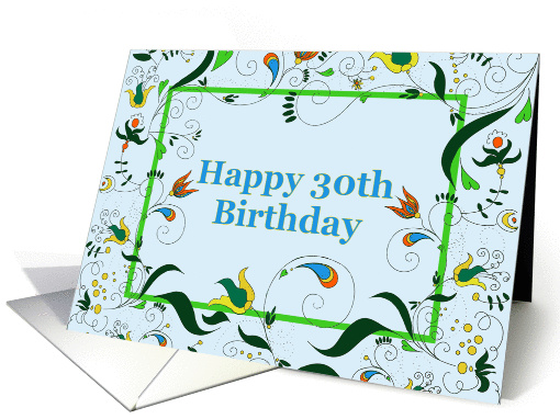 Happy 30th Birthday, Retro Floral Paisley card (1378992)