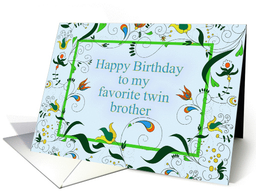 Happy Birthday to Twin Brother, Retro Paisley card (1379170)