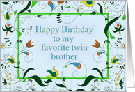 Happy Birthday to Twin Brother, Retro Paisley card