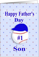 Happy Father’s Day,#1 Son, Baseball with Blue Cap card