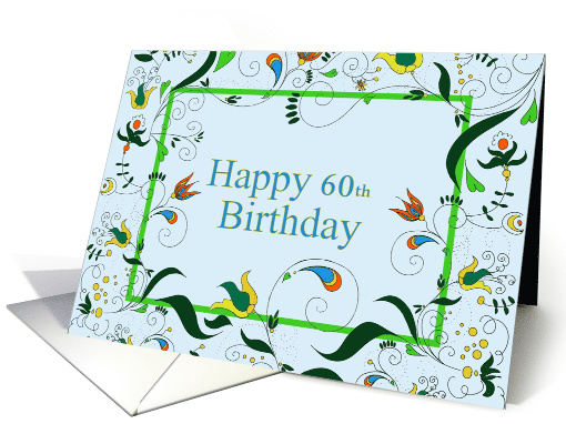Happy 60th Birthday, Bright Retro Paisley card (1380488)
