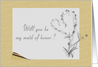 Maid of Honor Request, Elegant Beige and Gray card