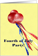 Happy Fourth of July Party Invitation, red white and blue card