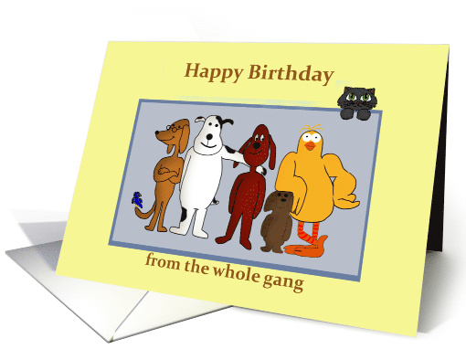 Happy Birthday from Whole Gang, Group of Cartoon Animals card (846437)