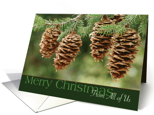 To Customers From All of Us Merry Christmas Pine Cones and Boughs card