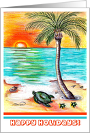 Turtles & Beach Happy Holidays card