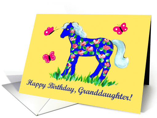 Blue Pony Birthday Card for Granddaughter card (429611)