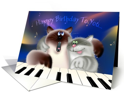 Cats at Piano. Two funny singing cats playing piano... (451004)