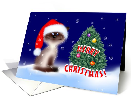 Christmas Cat in Santa Hat card (533429)