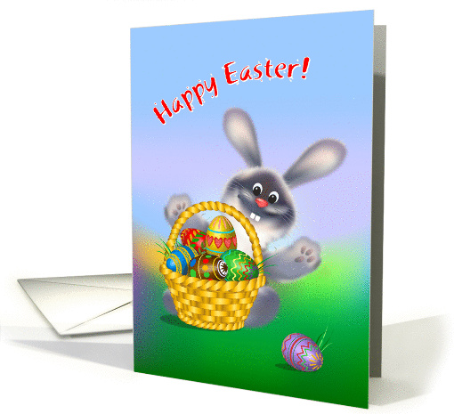Easter Bunny With Egg Basket card (596530)