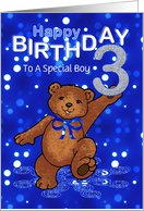 3rd Birthday Dancing Teddy Bear for Boy, Custom Text card