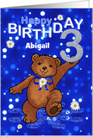 3rd Birthday Dancing Teddy Bear for Girl, Custom Name card