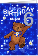 6th Birthday Dancing Teddy Bear for Girl, Custom Name card