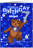 7th Birthday Dancing Teddy Bear for Girl, Custom Name card