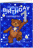 1st Birthday Dancing Teddy Bear for Goddaughter card