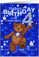 4th Birthday Dancing Teddy Bear for Great Granddaughter card