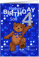 4th Birthday Dancing Teddy Bear for Son card
