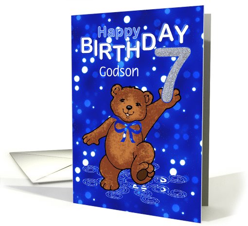 7th Birthday Dancing Teddy Bear for Godson card (1066083)
