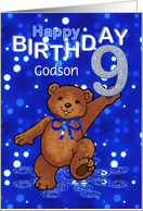9th Birthday Dancing Teddy Bear for Godson card