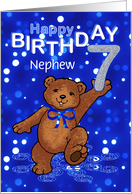 7th Birthday Dancing Teddy Bear for Nephew card