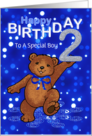 2nd Birthday Dancing Teddy Bear for Boy, Custom Text card