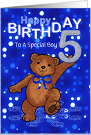 5th Birthday Dancing Teddy Bear for Boy, Custom Text card