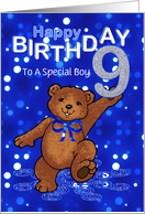 9th Birthday Dancing Teddy Bear for Boy, Custom Text card